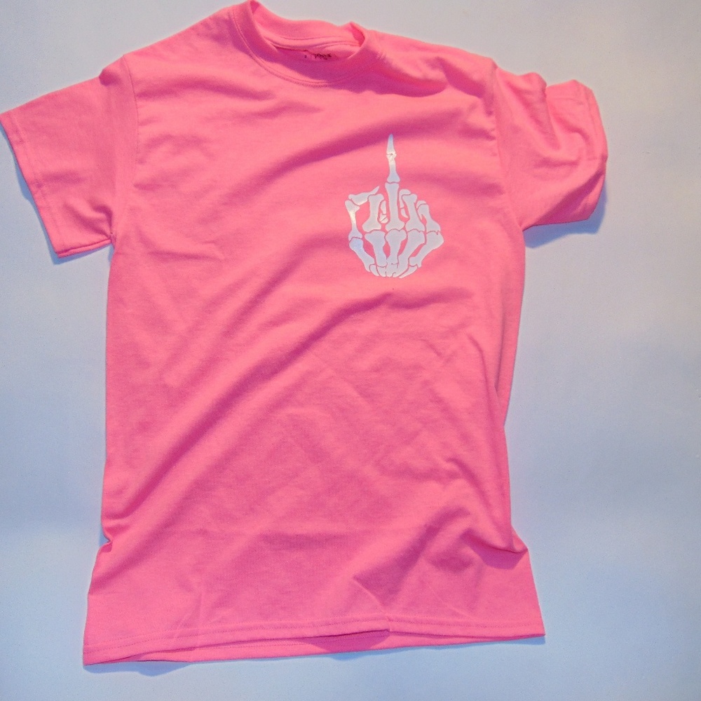 🆕Pink skull hand t-shirt‎